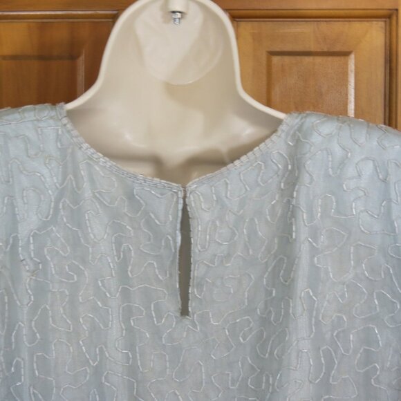 VTG Jakelin Beaded Grey Short Sleeve Top Silk Size XL - Picture 7 of 10